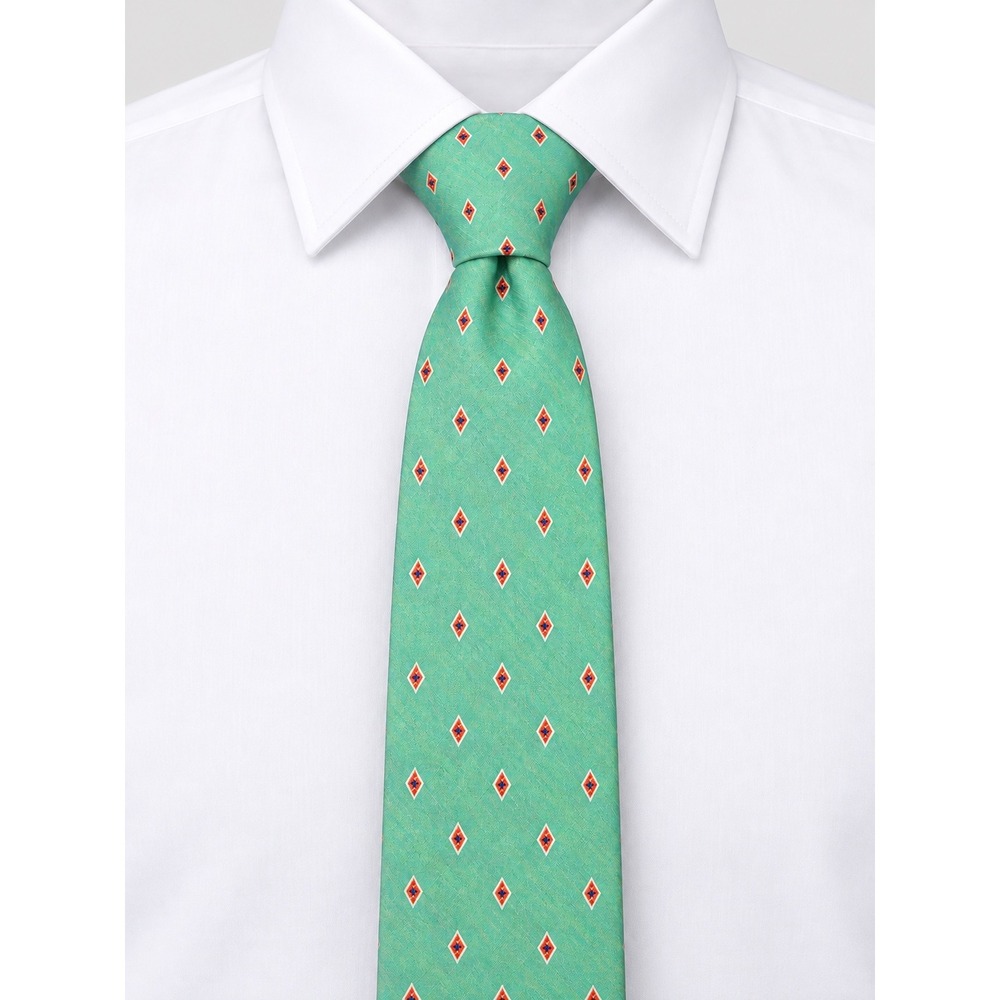 Vintage Valentino Cravatte Necktie Mens Silk Linen Seafoam Green Geometric Italy